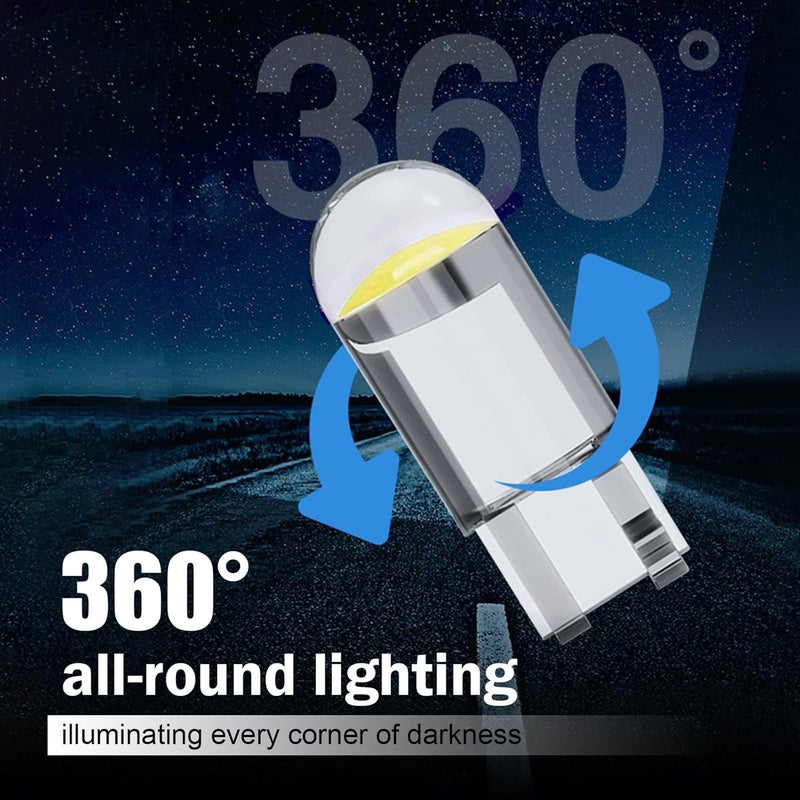 Zikefest 30PCS 194 LED Light Bulbs, 168 2825 W5W T10 6000K Wedge COB Bulbs, 0.36W 12V LED Replacement Bulbs, Universal for Car Dashboard Dome Map Door Courtesy License Plate Lights (White) - Image 3